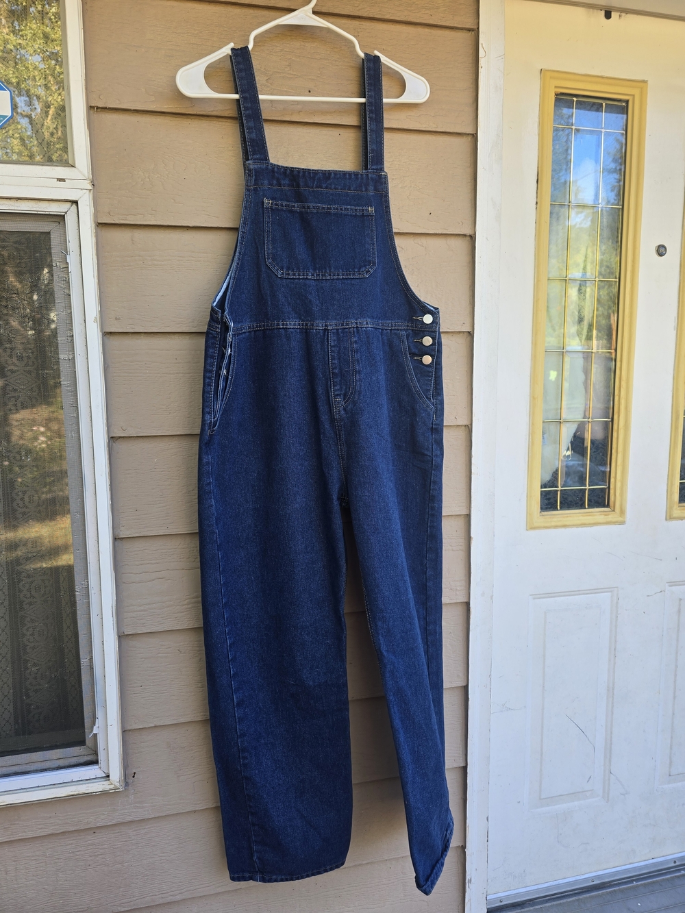 Women's Classic Dark Blue Denim Overalls - XL